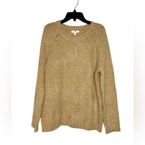 Nordstrom BP Tan Boulder Ribbed Sweater XS Crew Neck Pullover Neutral Fall Cozy